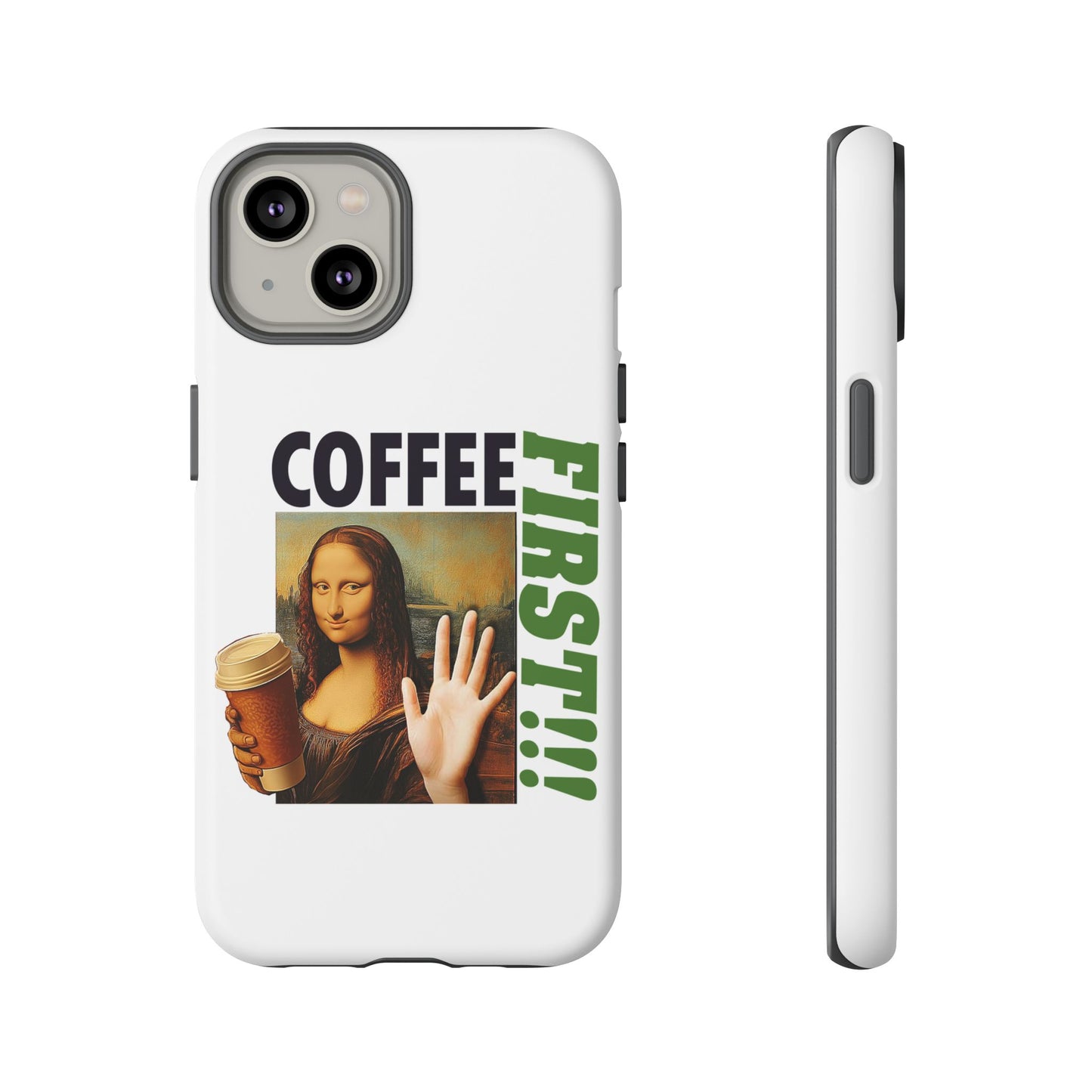 Virtuosoh Mona Lisa Coffee First Tough Phone case for iPhone - White