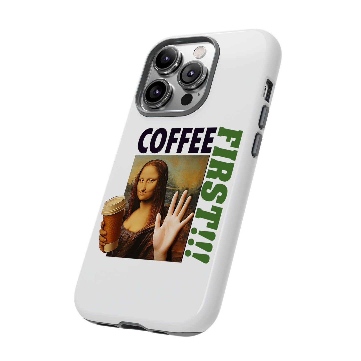 Virtuosoh Mona Lisa Coffee First Tough Phone case for iPhone - White