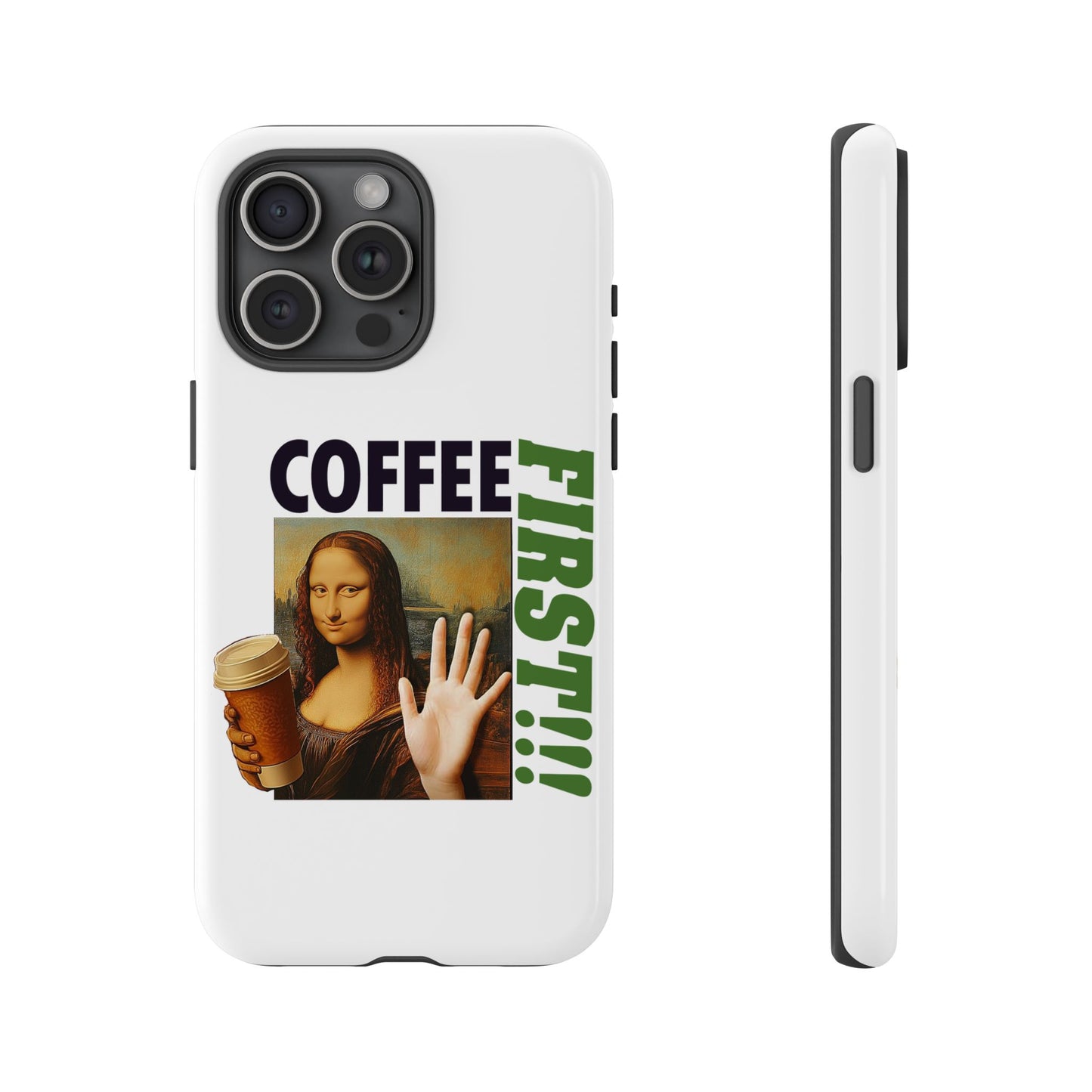 Virtuosoh Mona Lisa Coffee First Tough Phone case for iPhone - White