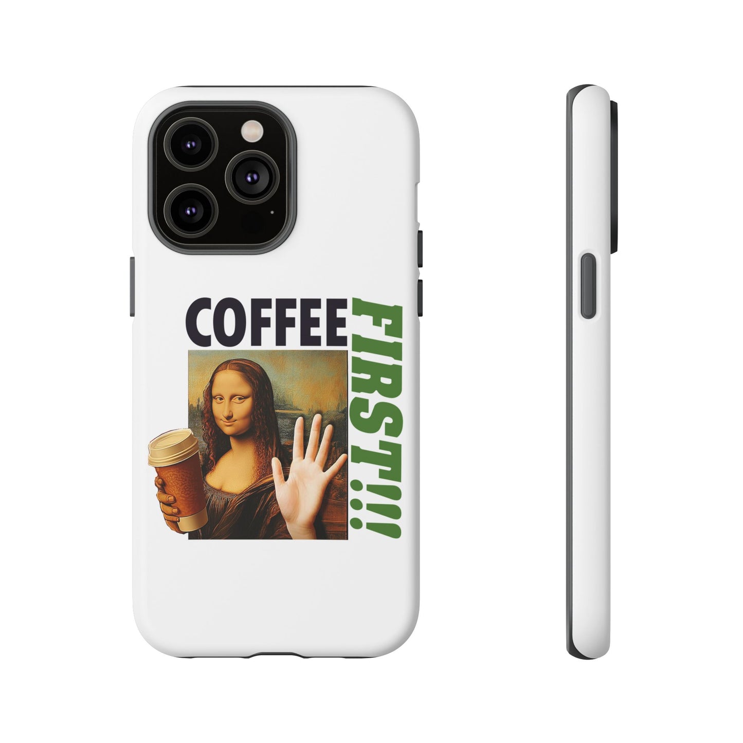 Virtuosoh Mona Lisa Coffee First Tough Phone case for iPhone - White