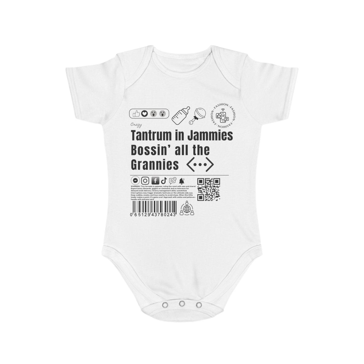 Virtuosoh Baby Tantrum in Jammies Babysuit