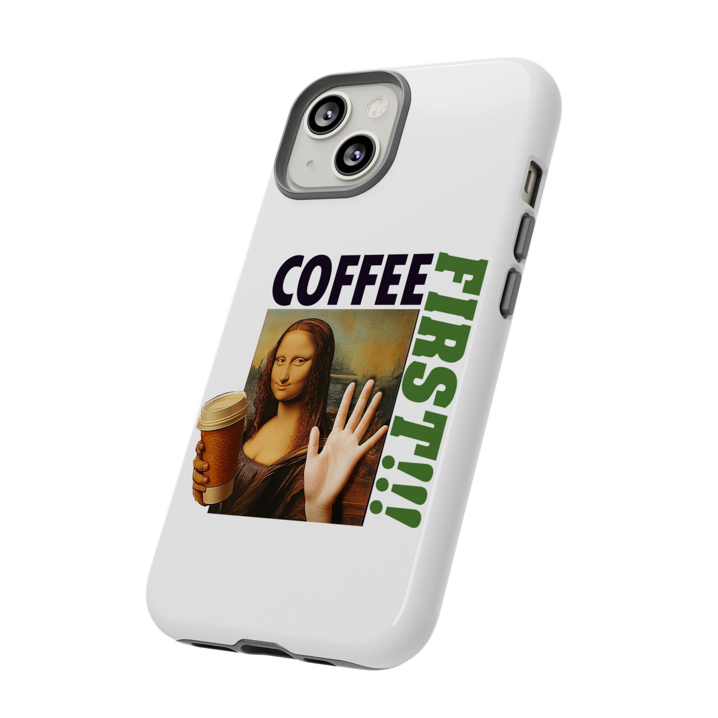 Virtuosoh Mona Lisa Coffee First Tough Phone case for iPhone - White