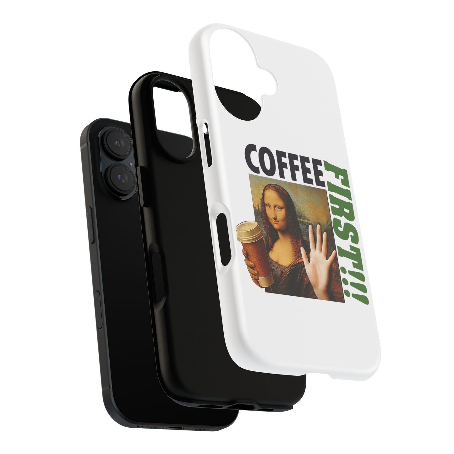 Virtuosoh Mona Lisa Coffee First Tough Phone case for iPhone - White