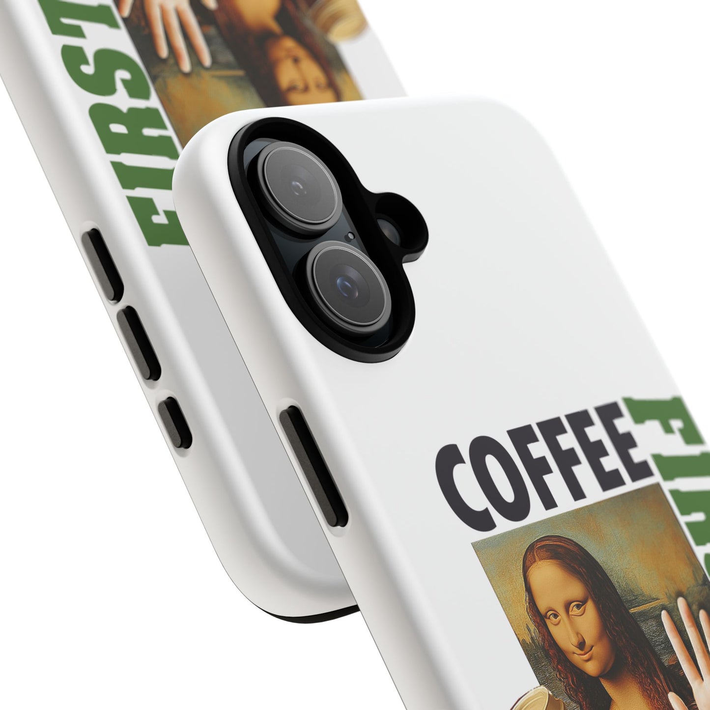 Virtuosoh Mona Lisa Coffee First Tough Phone case for iPhone - White