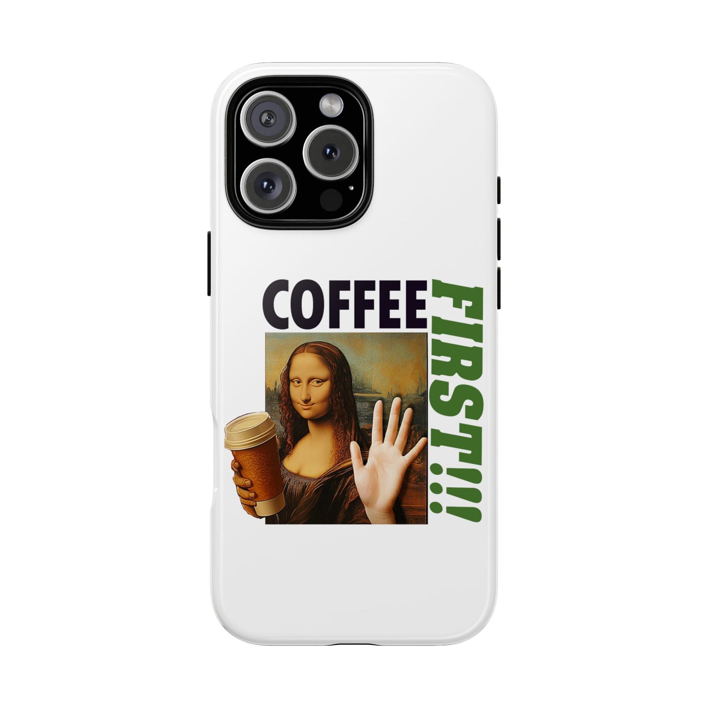Virtuosoh Mona Lisa Coffee First Tough Phone case for iPhone - White