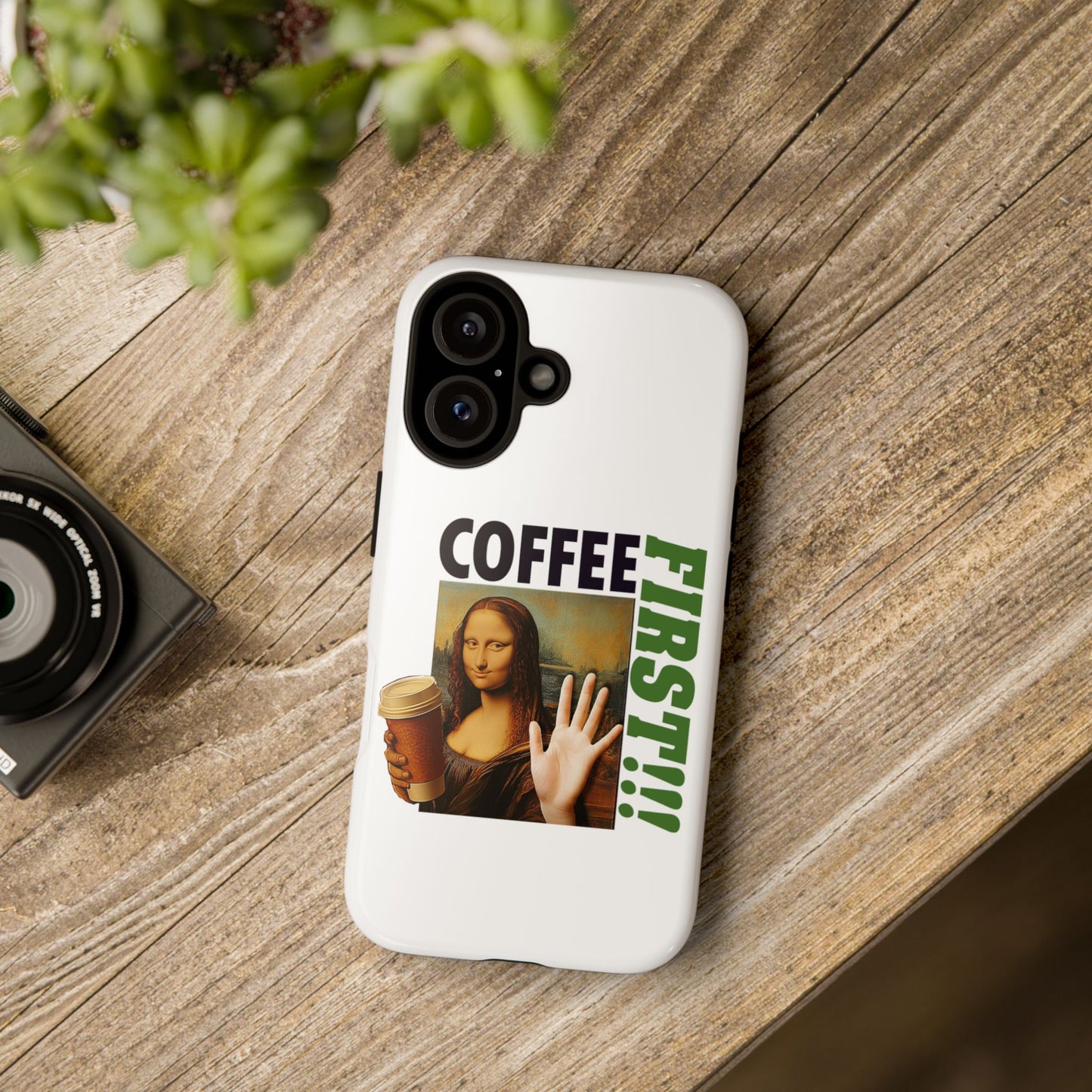 Virtuosoh Mona Lisa Coffee First Tough Phone case for iPhone - White
