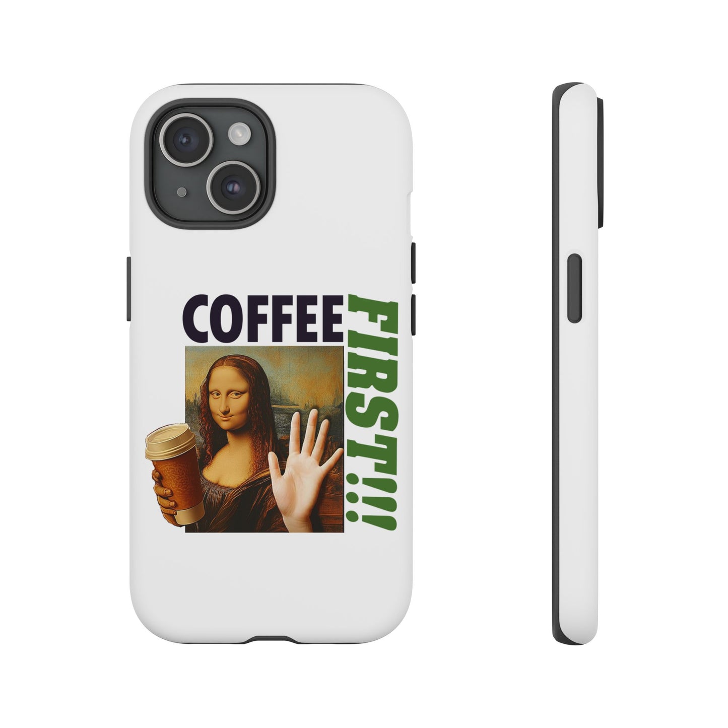 Virtuosoh Mona Lisa Coffee First Tough Phone case for iPhone - White