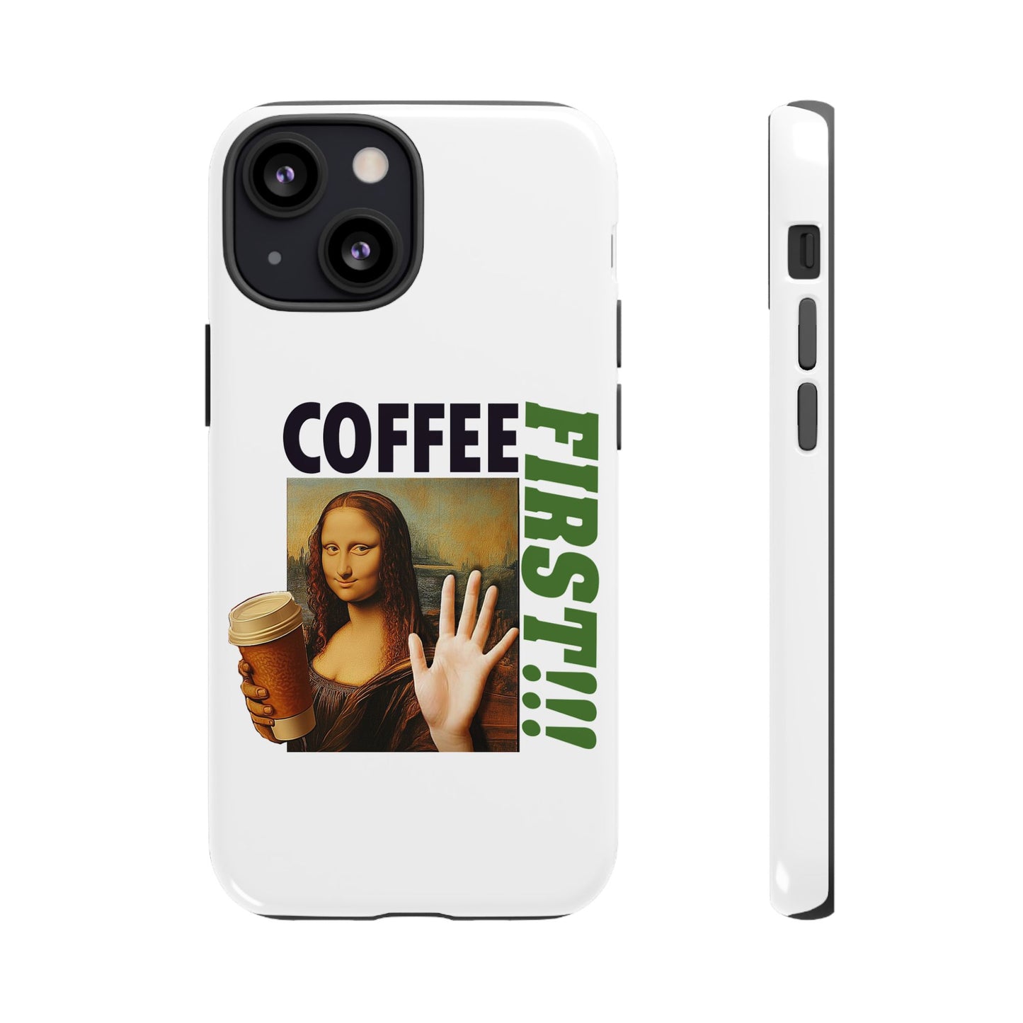 Virtuosoh Mona Lisa Coffee First Tough Phone case for iPhone - White