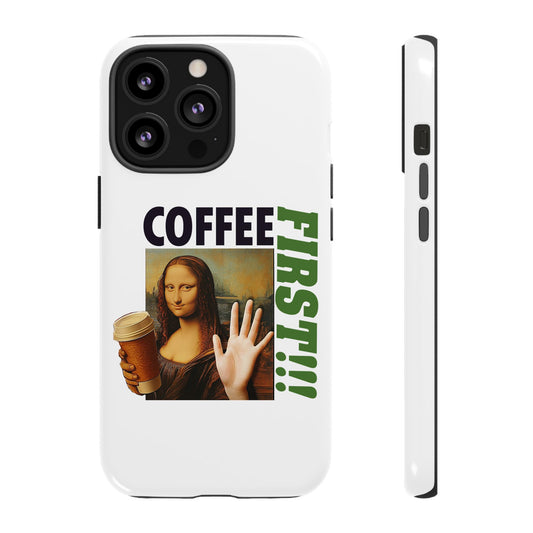Virtuosoh Mona Lisa Coffee First Tough Phone case for iPhone - White