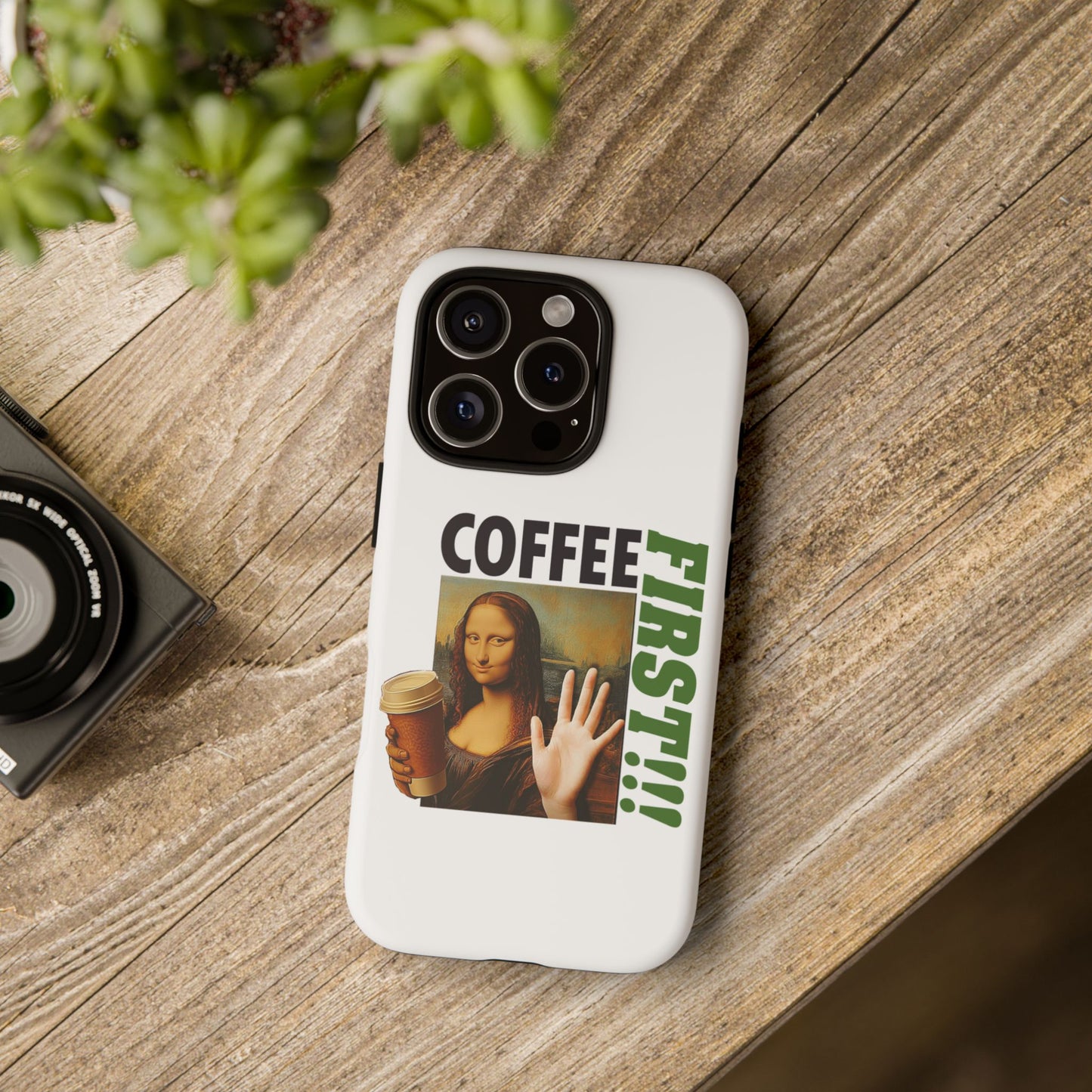 Virtuosoh Mona Lisa Coffee First Tough Phone case for iPhone - White
