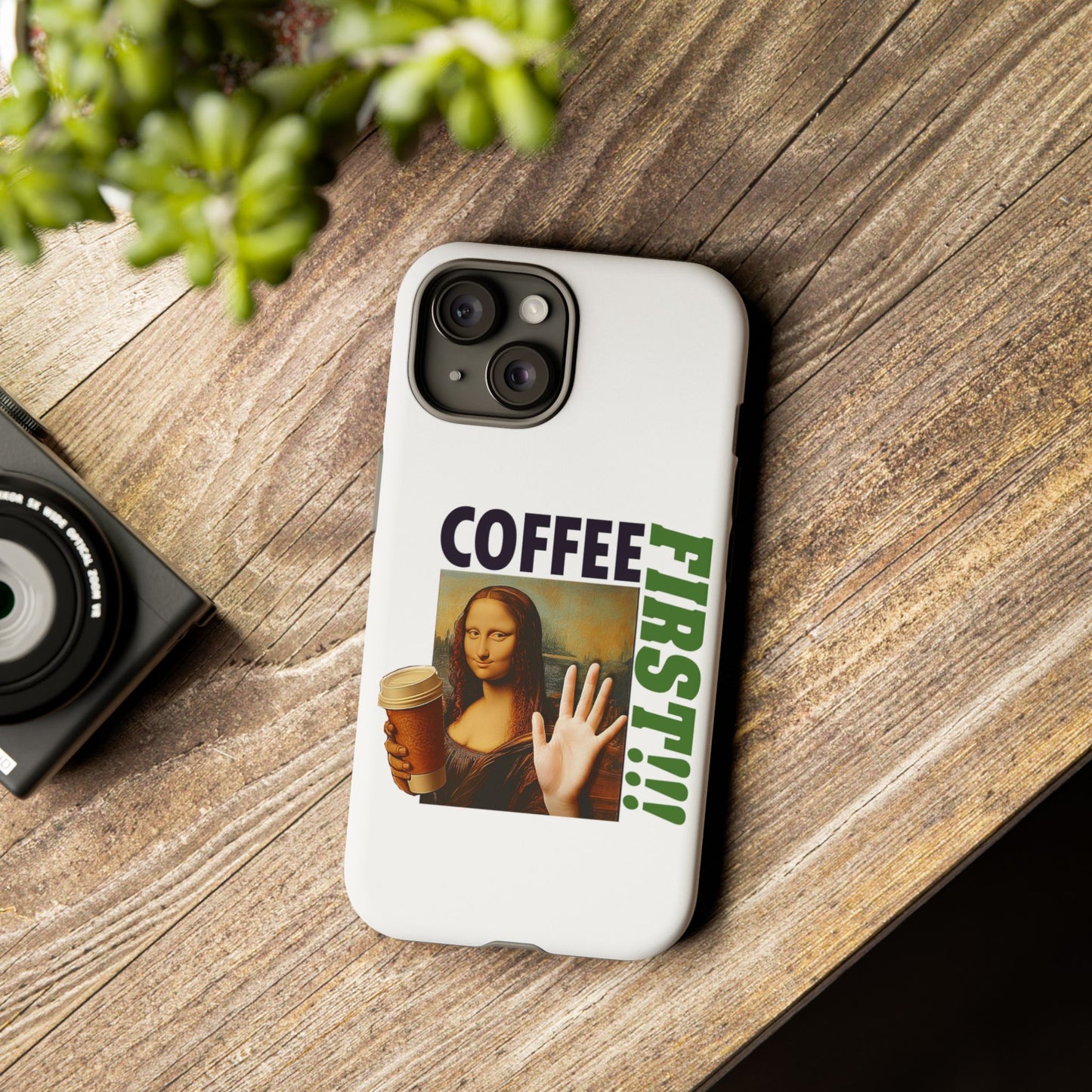 Virtuosoh Mona Lisa Coffee First Tough Phone case for iPhone - White