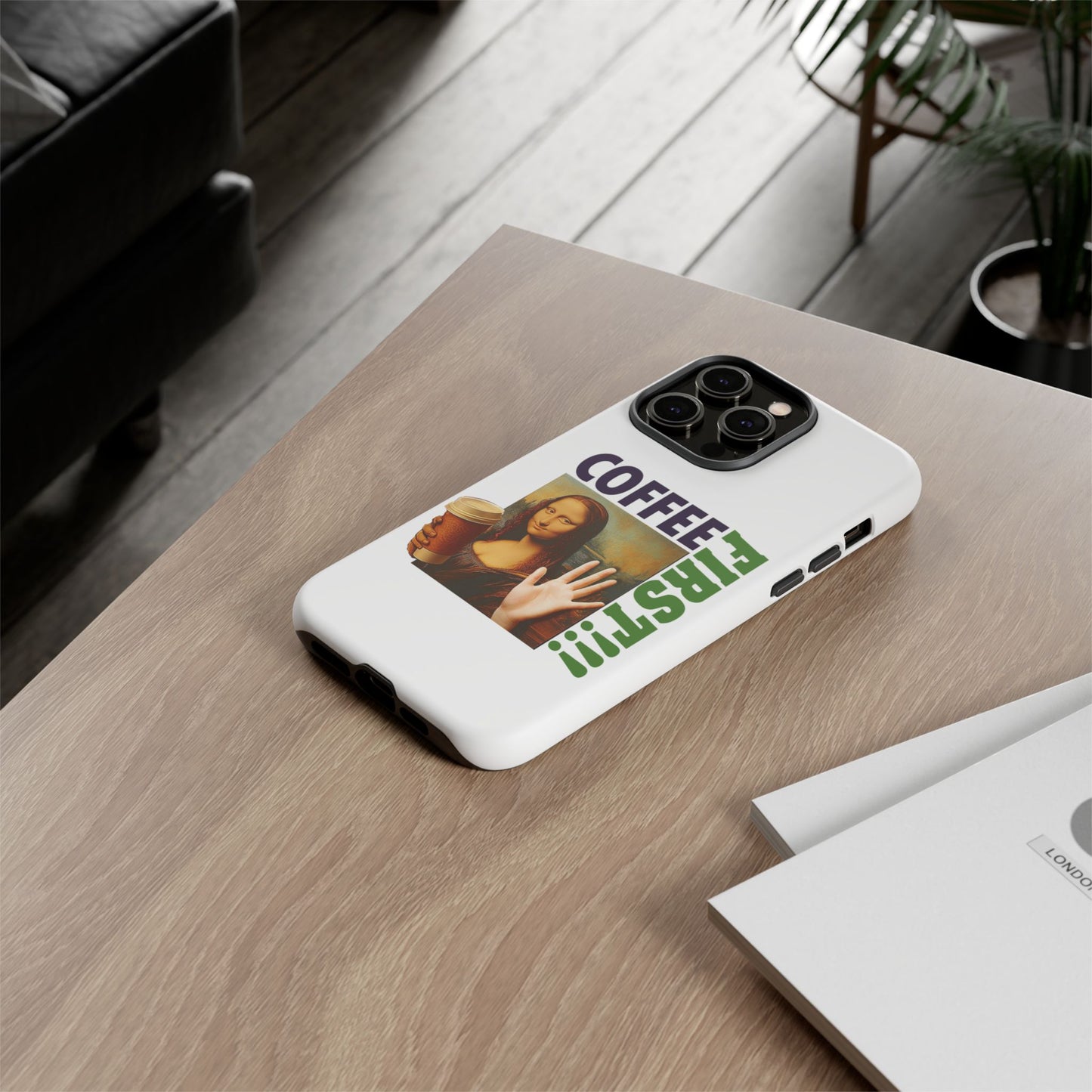 Virtuosoh Mona Lisa Coffee First Tough Phone case for iPhone - White