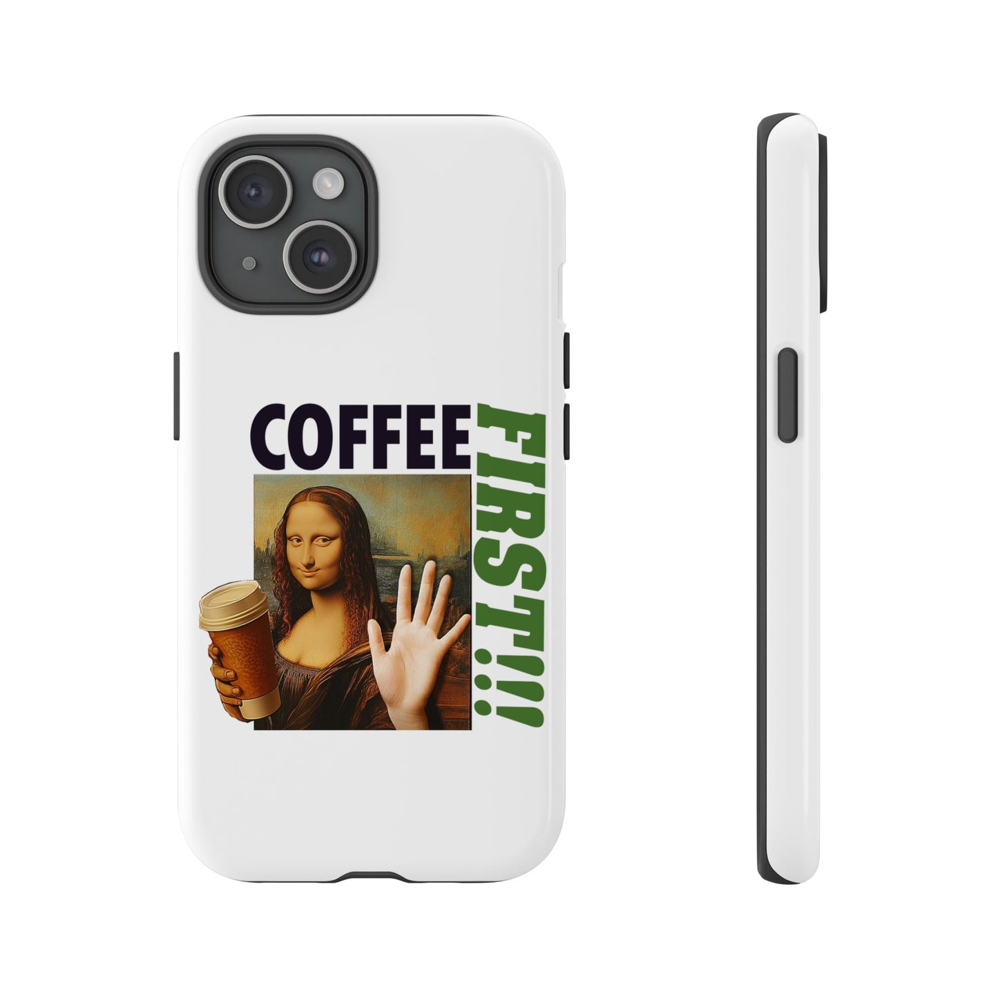 Virtuosoh Mona Lisa Coffee First Tough Phone case for iPhone - White