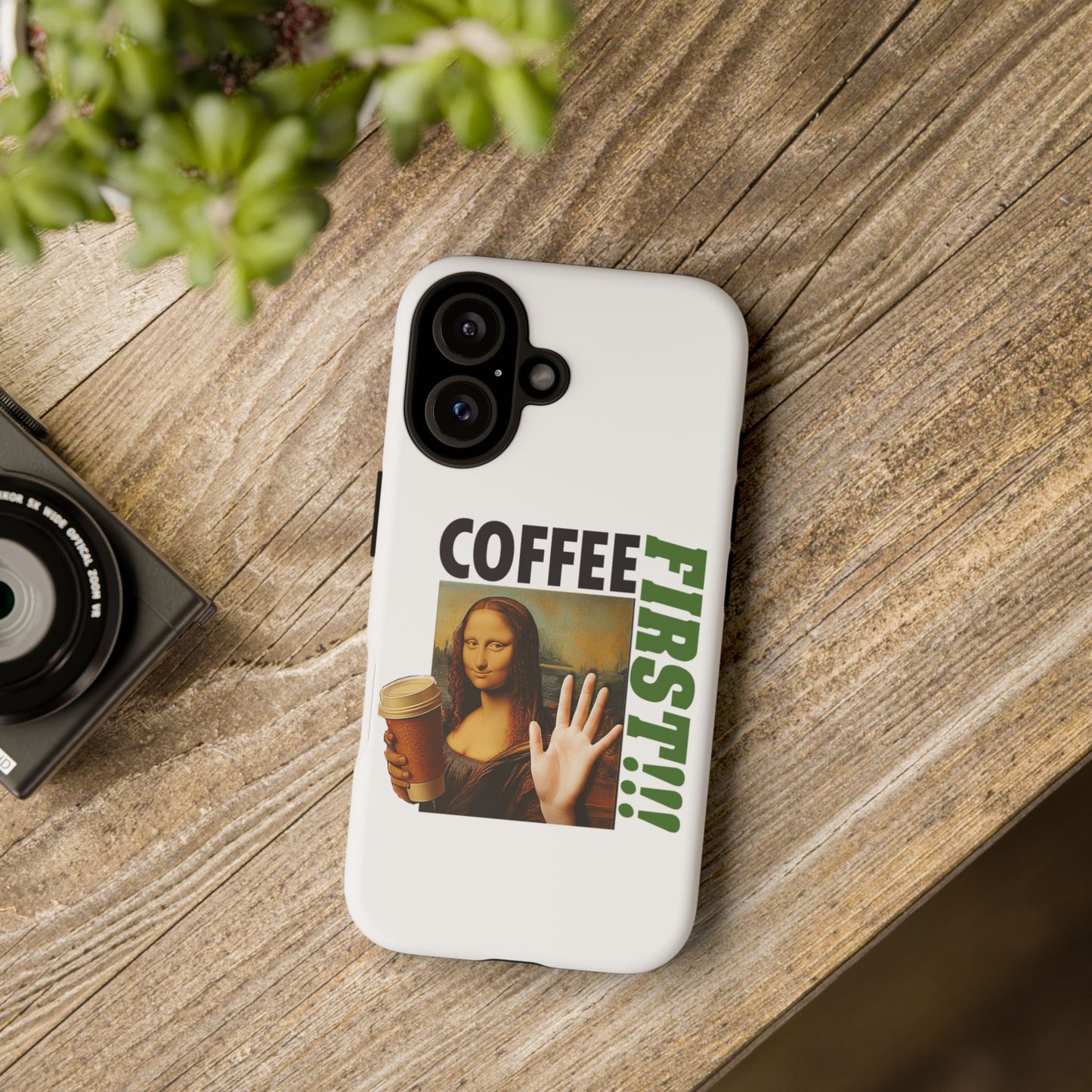 Virtuosoh Mona Lisa Coffee First Tough Phone case for iPhone - White