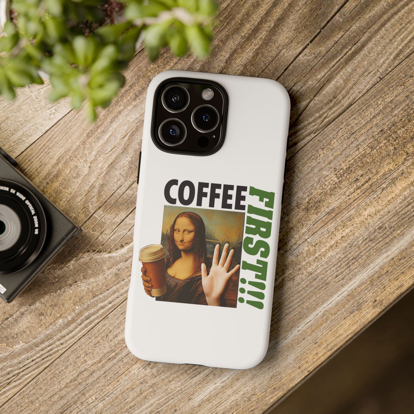 Virtuosoh Mona Lisa Coffee First Tough Phone case for iPhone - White