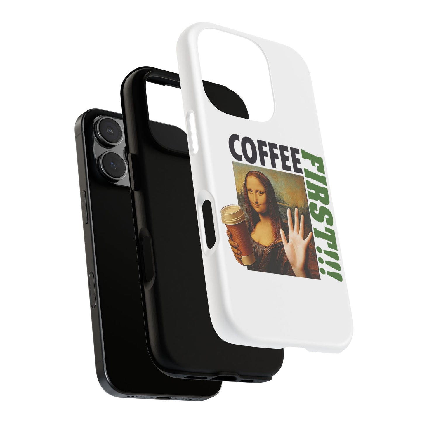 Virtuosoh Mona Lisa Coffee First Tough Phone case for iPhone - White