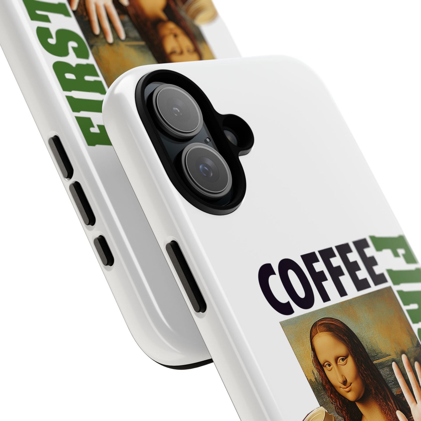 Virtuosoh Mona Lisa Coffee First Tough Phone case for iPhone - White