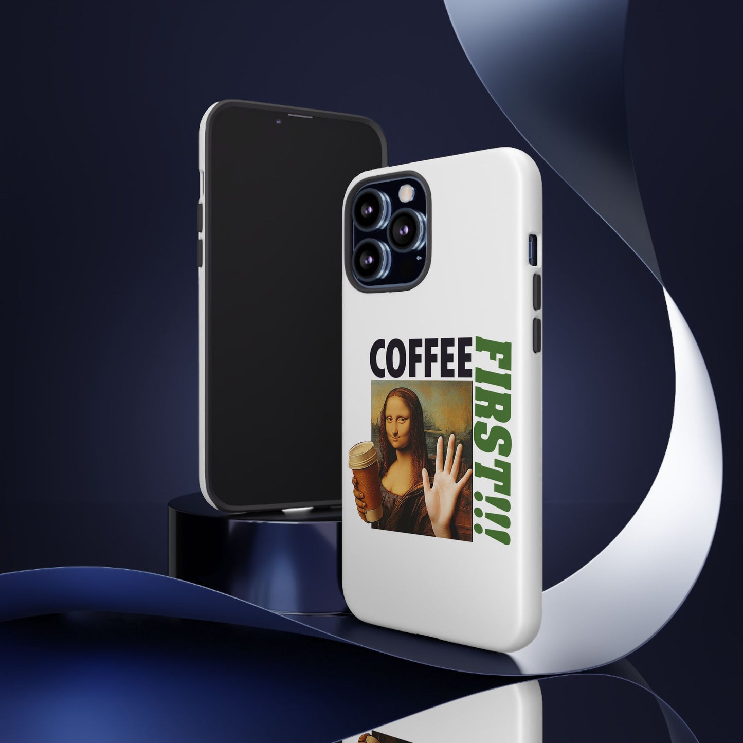 Virtuosoh Mona Lisa Coffee First Tough Phone case for iPhone - White
