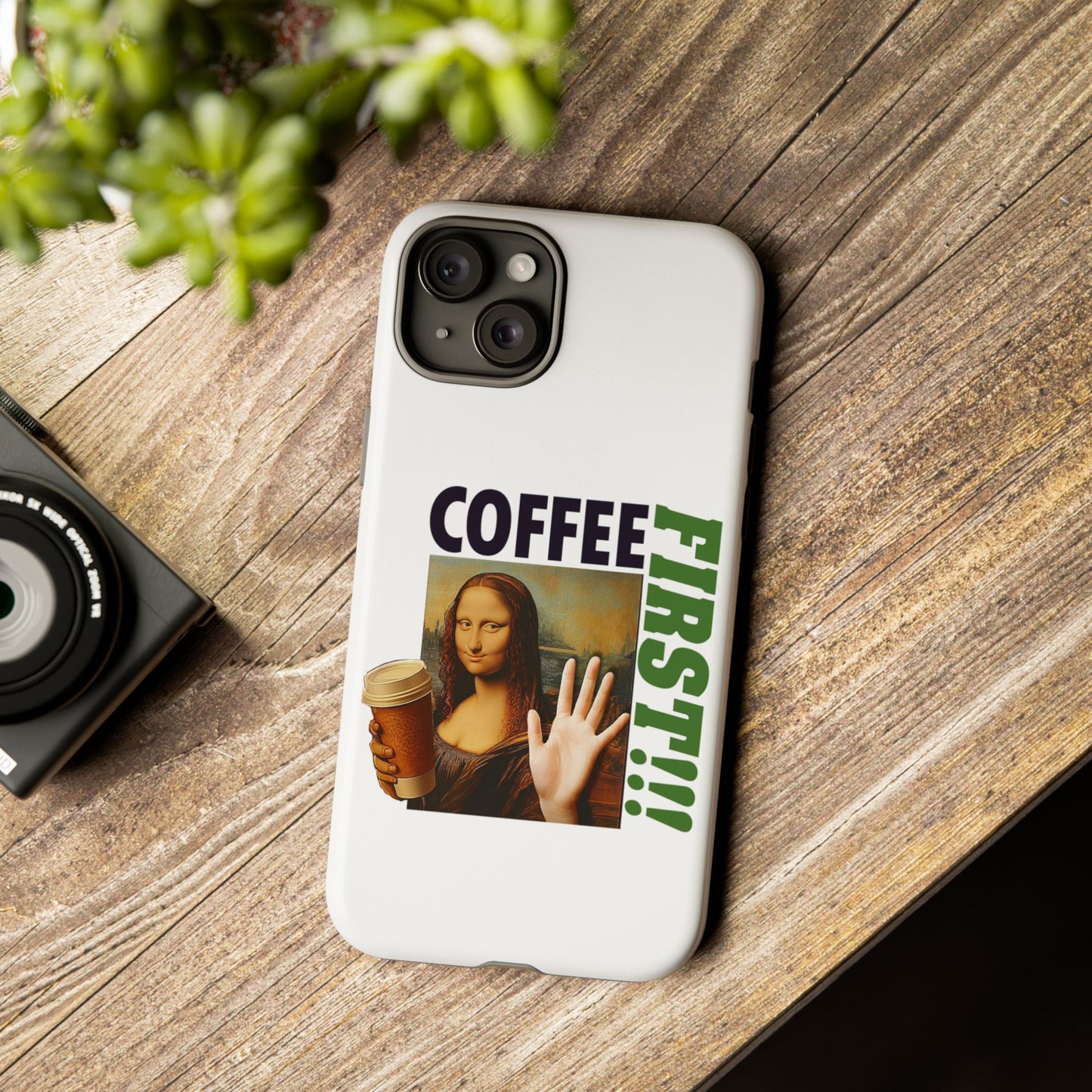 Virtuosoh Mona Lisa Coffee First Tough Phone case for iPhone - White