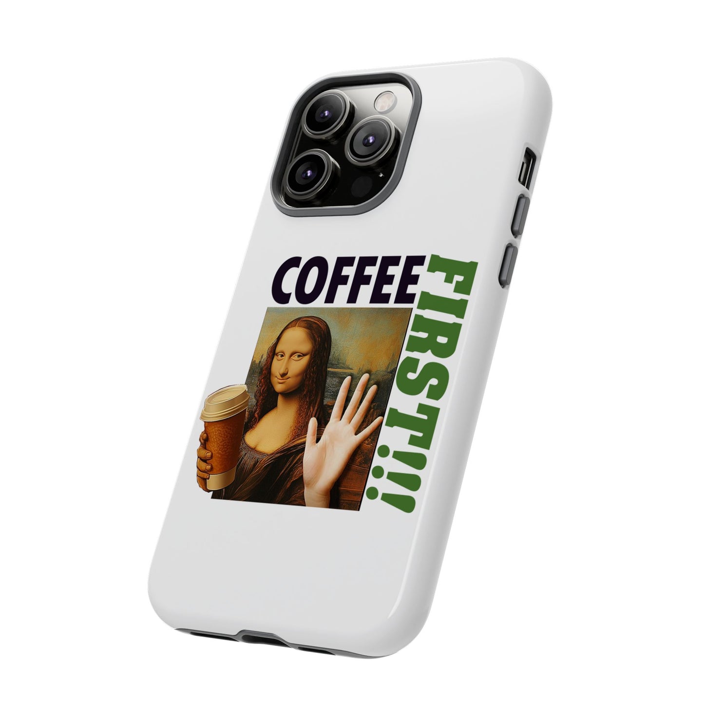Virtuosoh Mona Lisa Coffee First Tough Phone case for iPhone - White