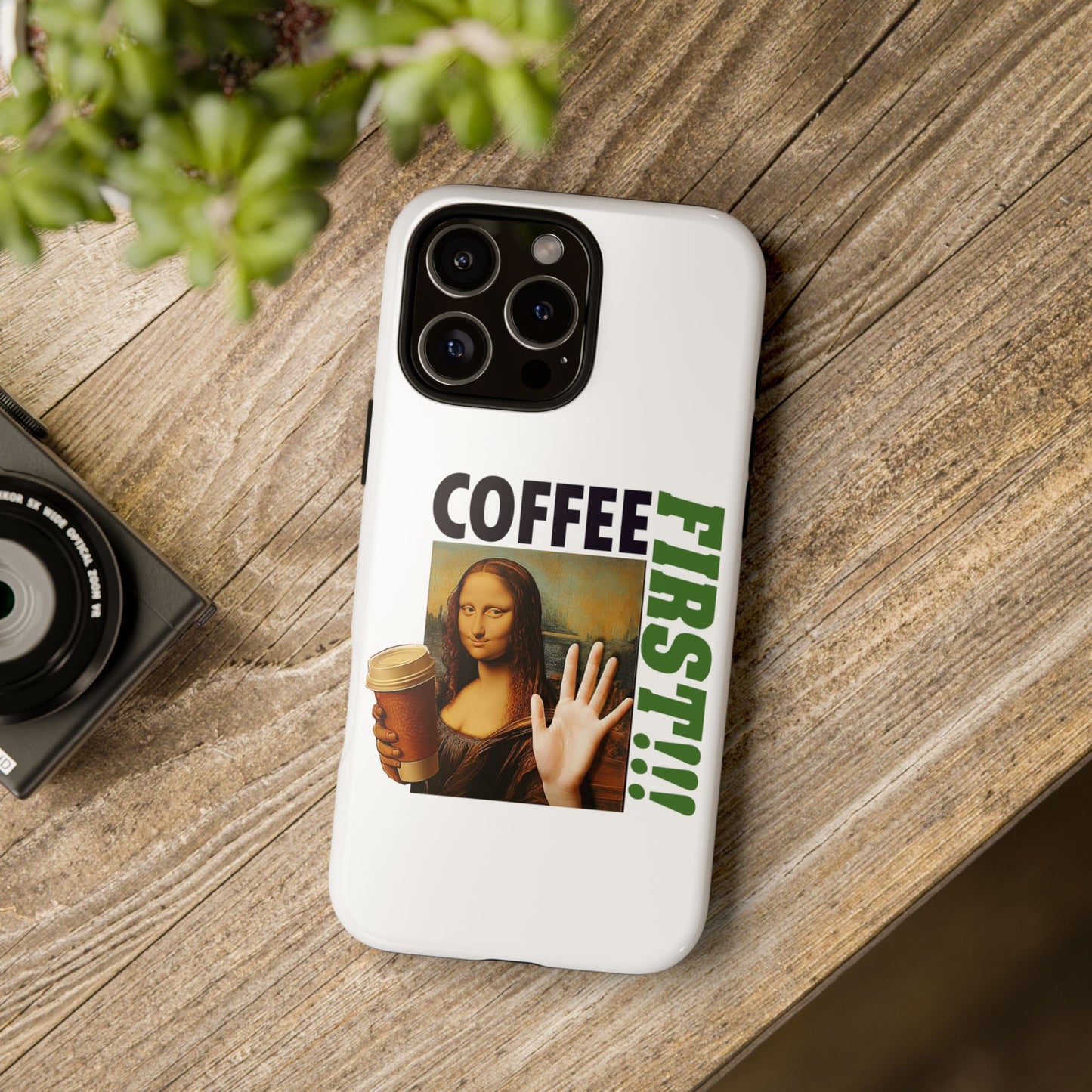 Virtuosoh Mona Lisa Coffee First Tough Phone case for iPhone - White