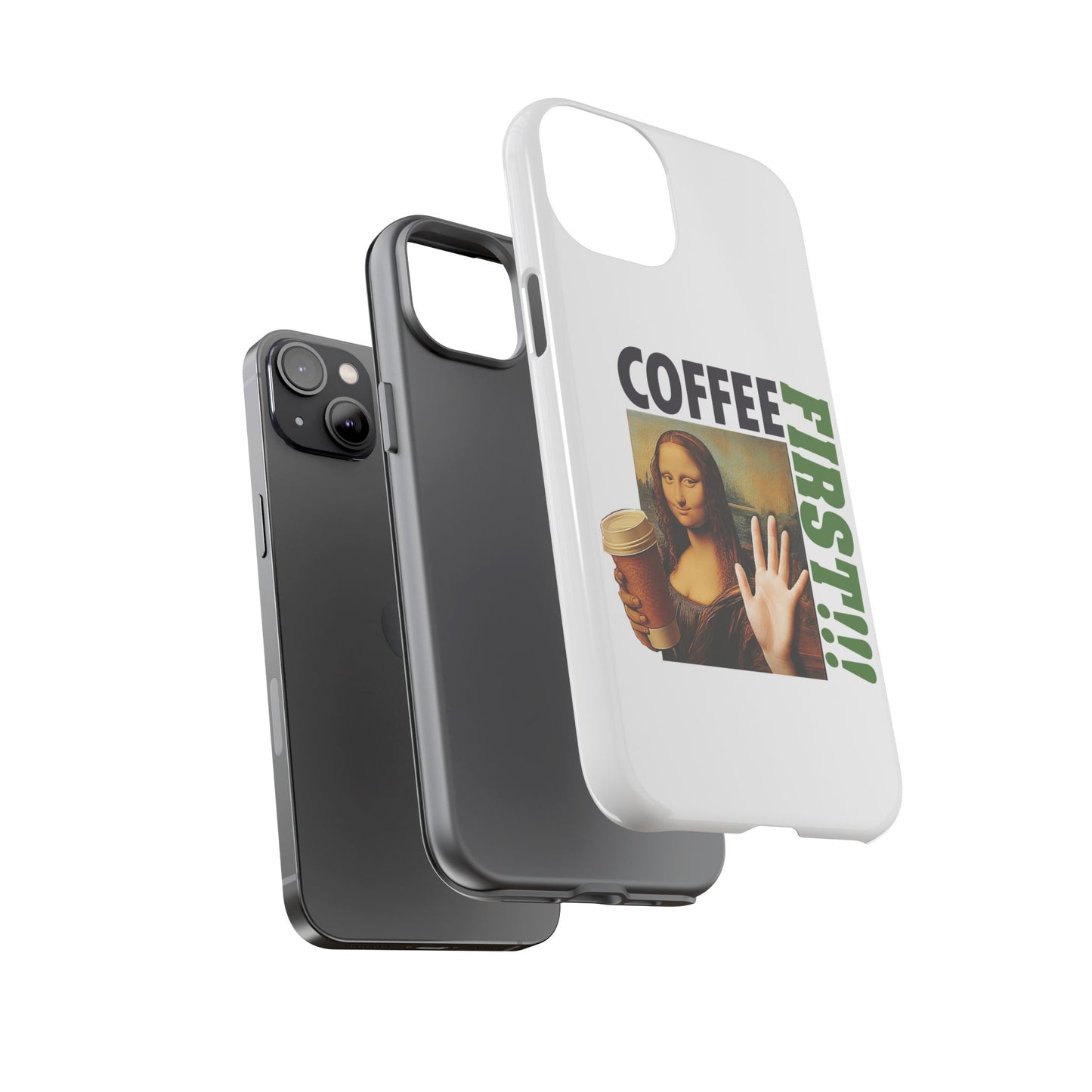 Virtuosoh Mona Lisa Coffee First Tough Phone case for iPhone - White