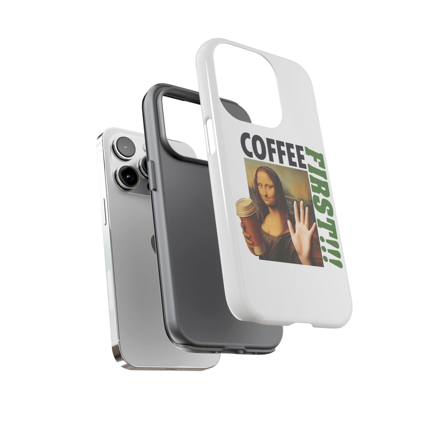 Virtuosoh Mona Lisa Coffee First Tough Phone case for iPhone - White
