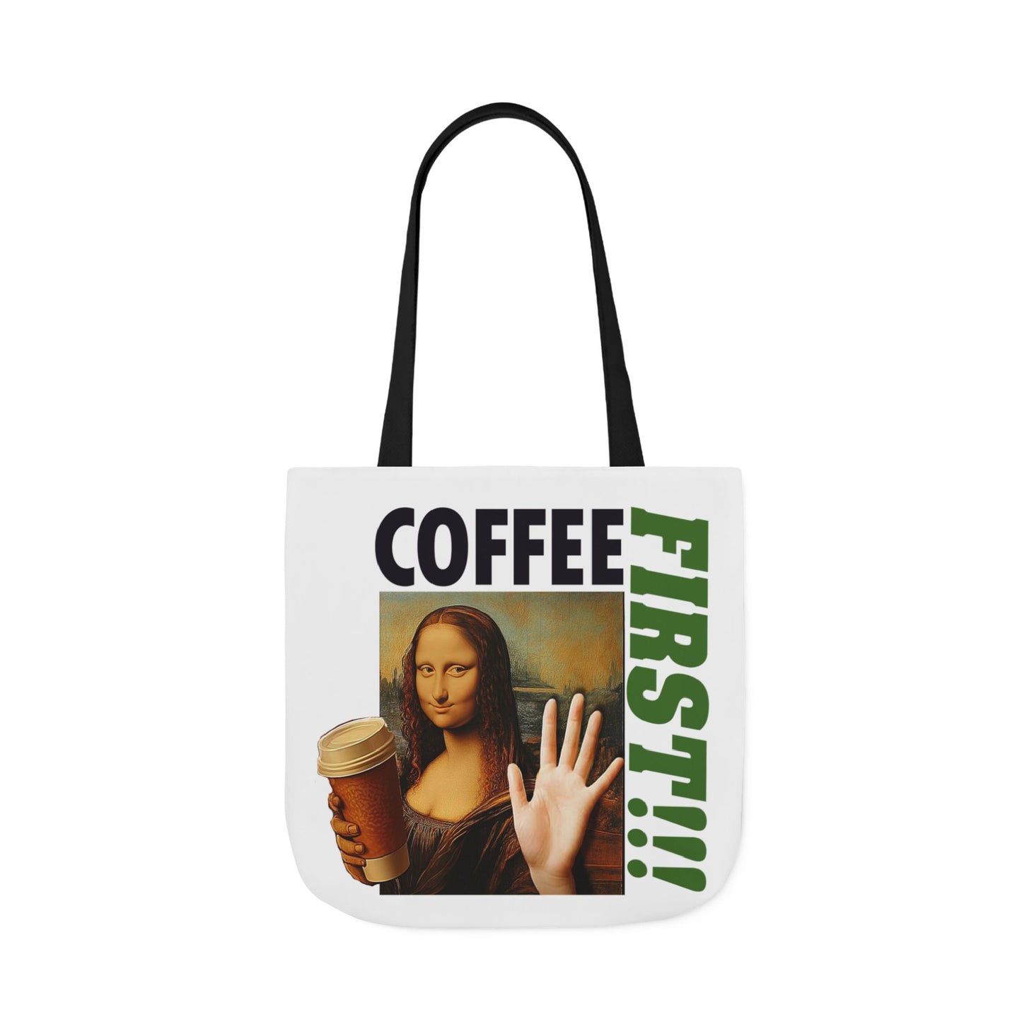 Virtuosoh Mona Lisa Coffee First canvas tote bag 18"x 18"