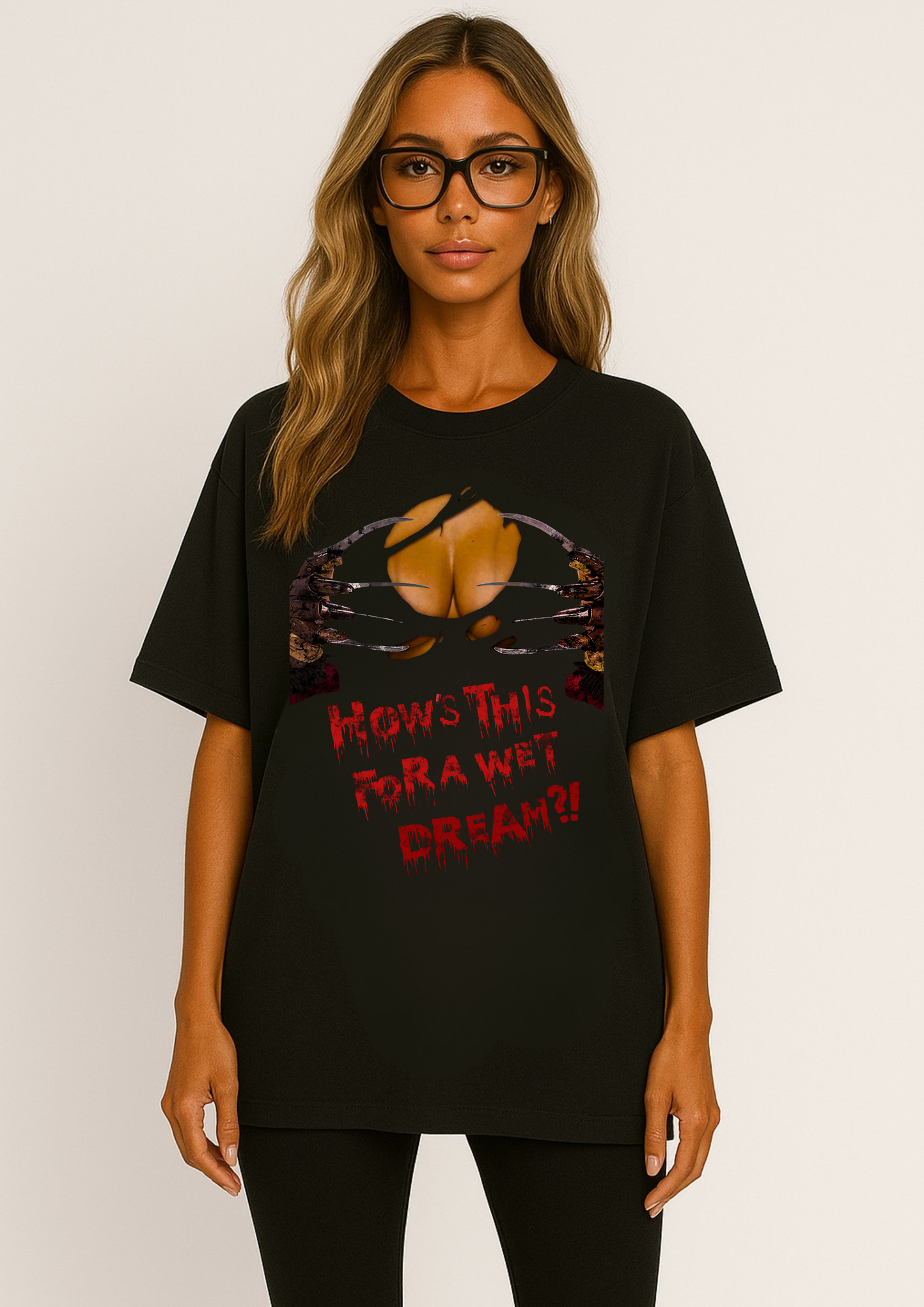 Virtuosoh Horror-Inspired women T-shirt : 'How's This For a Wet Dream?'