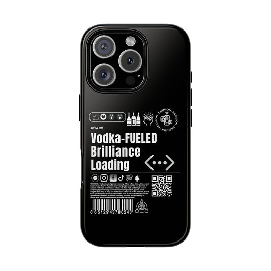 Virtuosoh Vodka Fueled Brilliance Loading Taugh Phone Case for iPhone - Black