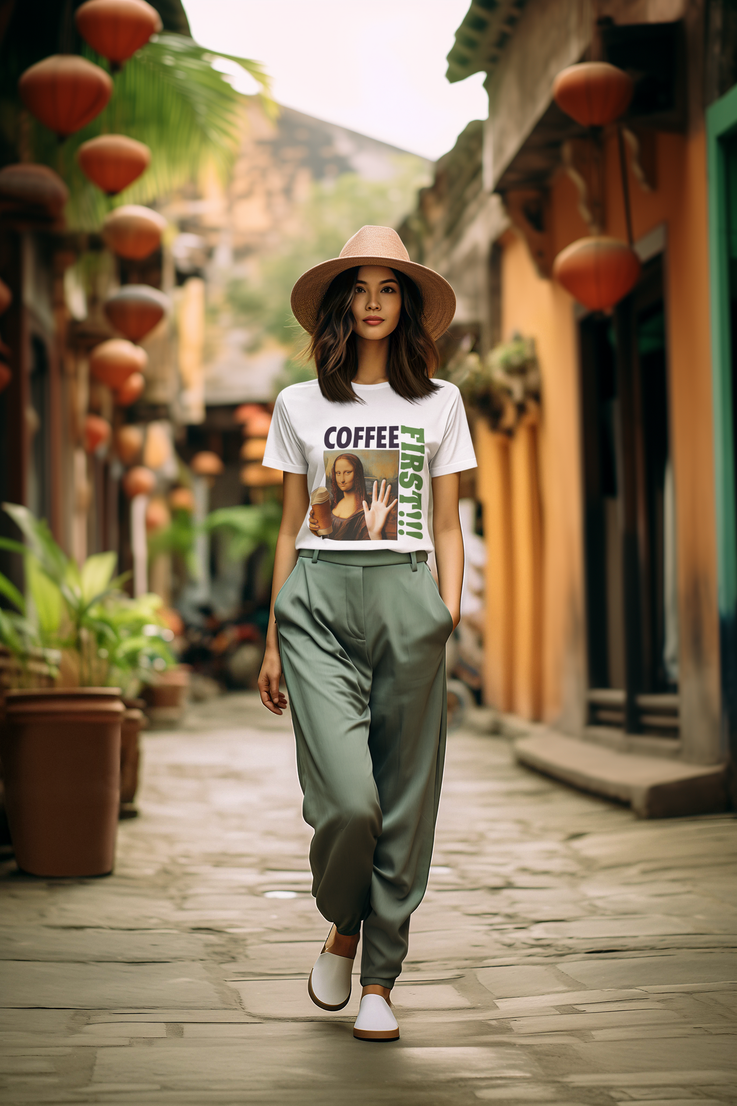 Virtuosoh Mona Lisa Coffee First soft style  Unisex T-shirt