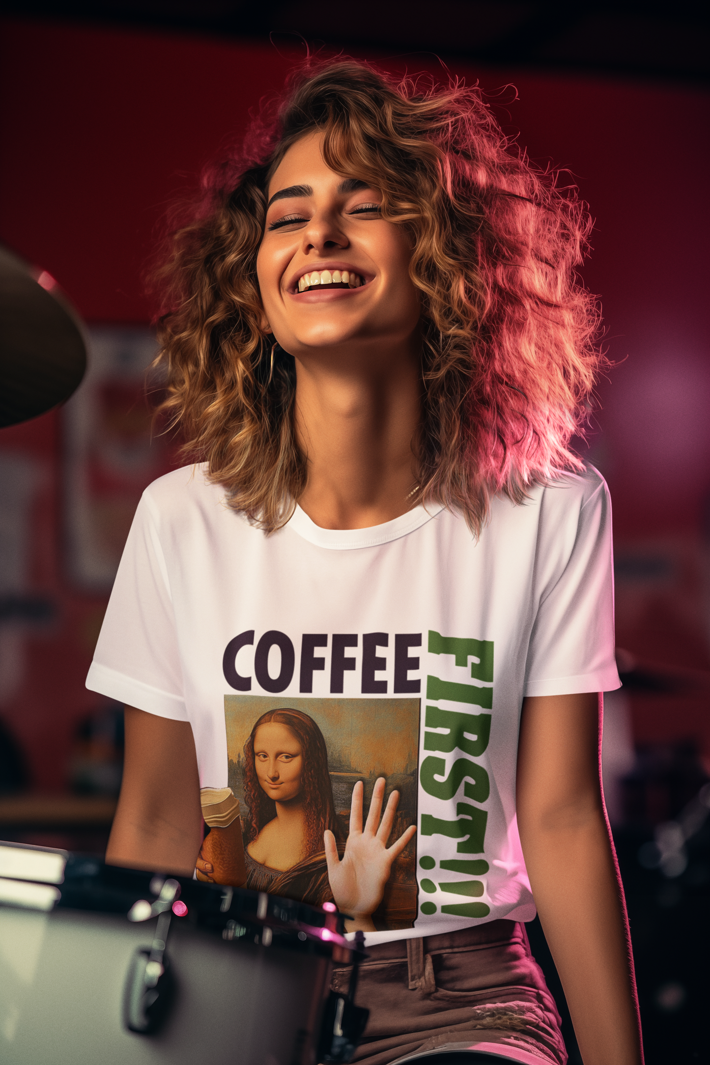 Virtuosoh Mona Lisa Coffee First soft style  Unisex T-shirt