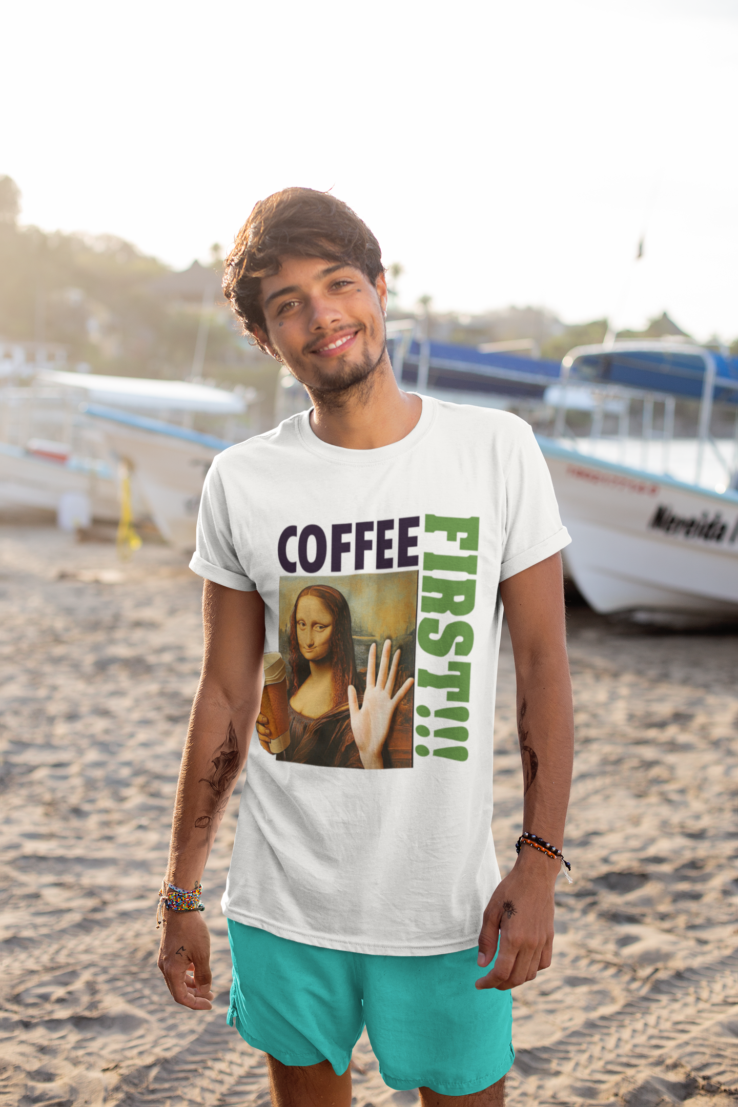 Virtuosoh Mona Lisa Coffee First soft style  Unisex T-shirt